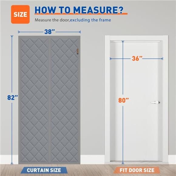 Magnetic Thermal Insulated Door Curtain Fits Door Size 36" x 80", Oxford Cloth - Picture 2 of 7